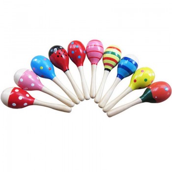 1pc Baby Kid Wooden Ball Toy Sand Hammer Rattle Musical Instrument Percussion Infant