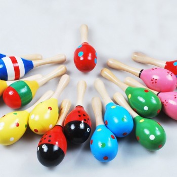 1pc Baby Kid Wooden Ball Toy Sand Hammer Rattle Musical Instrument Percussion Infant