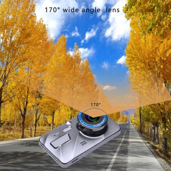 Podofo Dash Cam New Dual Lens Car DVR Camera Full HD 1080P 4 IPS Front+Rear Mirror Night Vision Video Recorder Parking Monitor