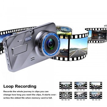 Podofo Dash Cam New Dual Lens Car DVR Camera Full HD 1080P 4 IPS Front+Rear Mirror Night Vision Video Recorder Parking Monitor
