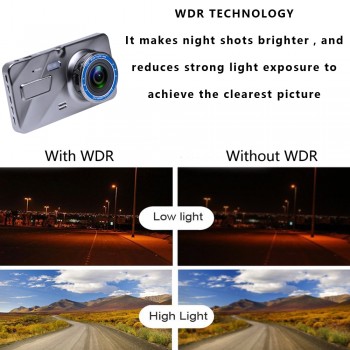 Podofo Dash Cam New Dual Lens Car DVR Camera Full HD 1080P 4 IPS Front+Rear Mirror Night Vision Video Recorder Parking Monitor