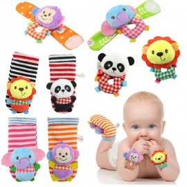 Wrist Strap Rattles Animal Socks Toy New A Pair 2pcs/set 14cm*7cm Baby Infant Soft Handbells Hand Foot Developmental Toys