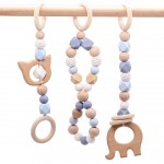 Baby Rattle Toys Animal Wooden Rattle Ring Natural Wood Beads Play Gym Toy Stroller Toys Hanging Mobile Crib Newborn Infant Gift