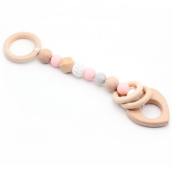 Baby Rattle Toys Animal Wooden Rattle Ring Natural Wood Beads Play Gym Toy Stroller Toys Hanging Mobile Crib Newborn Infant Gift