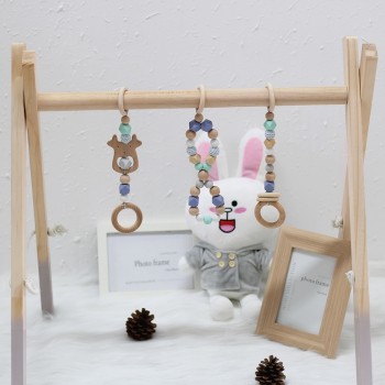 Baby Rattle Toys Animal Wooden Rattle Ring Natural Wood Beads Play Gym Toy Stroller Toys Hanging Mobile Crib Newborn Infant Gift