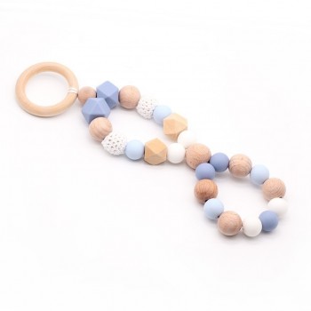 Baby Rattle Toys Animal Wooden Rattle Ring Natural Wood Beads Play Gym Toy Stroller Toys Hanging Mobile Crib Newborn Infant Gift