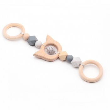 Baby Rattle Toys Animal Wooden Rattle Ring Natural Wood Beads Play Gym Toy Stroller Toys Hanging Mobile Crib Newborn Infant Gift