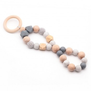 Baby Rattle Toys Animal Wooden Rattle Ring Natural Wood Beads Play Gym Toy Stroller Toys Hanging Mobile Crib Newborn Infant Gift