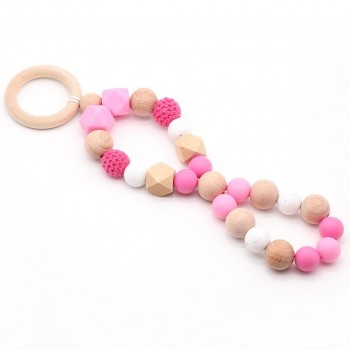 Baby Rattle Toys Animal Wooden Rattle Ring Natural Wood Beads Play Gym Toy Stroller Toys Hanging Mobile Crib Newborn Infant Gift