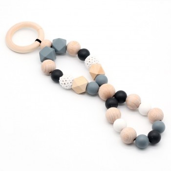 Baby Rattle Toys Animal Wooden Rattle Ring Natural Wood Beads Play Gym Toy Stroller Toys Hanging Mobile Crib Newborn Infant Gift