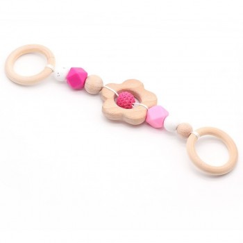 Baby Rattle Toys Animal Wooden Rattle Ring Natural Wood Beads Play Gym Toy Stroller Toys Hanging Mobile Crib Newborn Infant Gift
