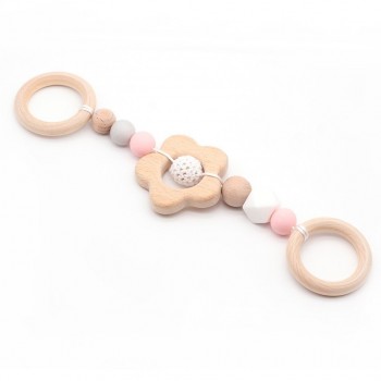 Baby Rattle Toys Animal Wooden Rattle Ring Natural Wood Beads Play Gym Toy Stroller Toys Hanging Mobile Crib Newborn Infant Gift