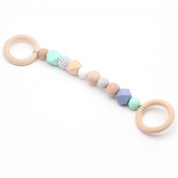 Baby Rattle Toys Animal Wooden Rattle Ring Natural Wood Beads Play Gym Toy Stroller Toys Hanging Mobile Crib Newborn Infant Gift