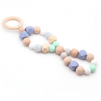 Baby Rattle Toys Animal Wooden Rattle Ring Natural Wood Beads Play Gym Toy Stroller Toys Hanging Mobile Crib Newborn Infant Gift