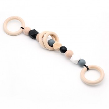 Baby Rattle Toys Animal Wooden Rattle Ring Natural Wood Beads Play Gym Toy Stroller Toys Hanging Mobile Crib Newborn Infant Gift