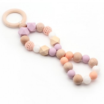 Baby Rattle Toys Animal Wooden Rattle Ring Natural Wood Beads Play Gym Toy Stroller Toys Hanging Mobile Crib Newborn Infant Gift
