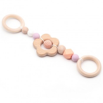 Baby Rattle Toys Animal Wooden Rattle Ring Natural Wood Beads Play Gym Toy Stroller Toys Hanging Mobile Crib Newborn Infant Gift