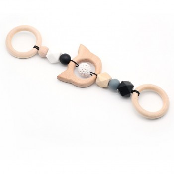 Baby Rattle Toys Animal Wooden Rattle Ring Natural Wood Beads Play Gym Toy Stroller Toys Hanging Mobile Crib Newborn Infant Gift