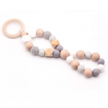 Baby Rattle Toys Animal Wooden Rattle Ring Natural Wood Beads Play Gym Toy Stroller Toys Hanging Mobile Crib Newborn Infant Gift