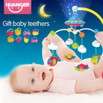 Huanger Baby bed bell newborn 0-12months toys rotating music hanging baby rattle bracket set baby crib mobile holder baby toys