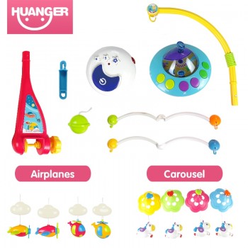 Huanger Baby bed bell newborn 0-12months toys rotating music hanging baby rattle bracket set baby crib mobile holder baby toys