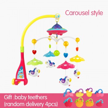 Huanger Baby bed bell newborn 0-12months toys rotating music hanging baby rattle bracket set baby crib mobile holder baby toys