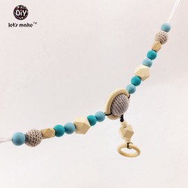 Lets Make Pram Clip Pram String Silicone Beads Wooden Beads Baby Teether Toy Stroller Chain  Infant Toy Wooden Rattle Baby Toys