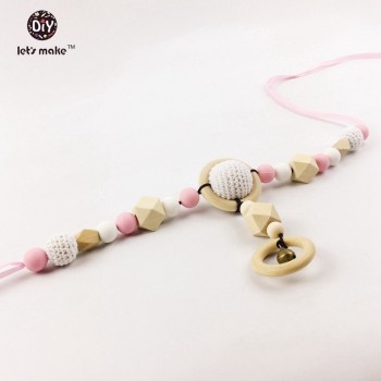 Lets Make Pram Clip Pram String Silicone Beads Wooden Beads Baby Teether Toy Stroller Chain  Infant Toy Wooden Rattle Baby Toys