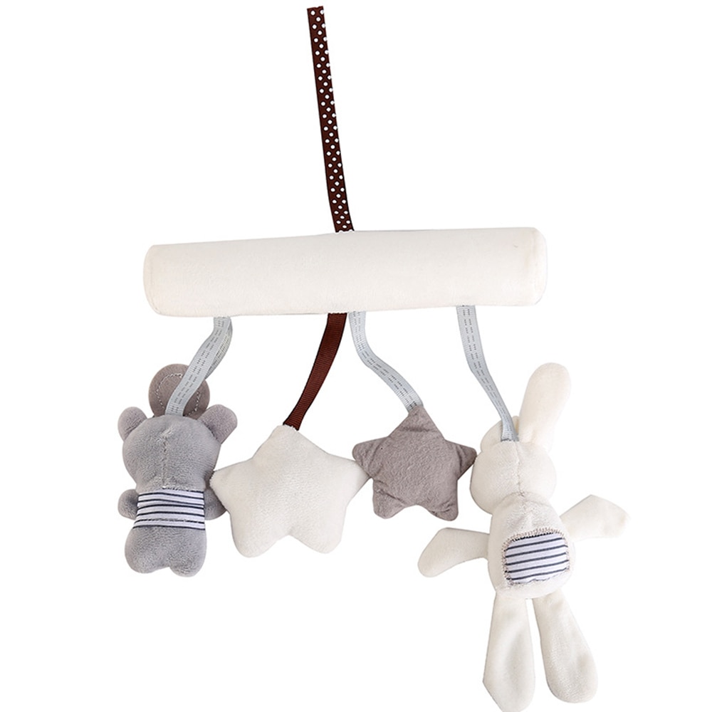 Cute Baby Rattles Mobiles Hanging Bed Stroller Crib Rattles Rabbit Toys Plush Animal Music Doll Bed Bell Educational Mobile Toys