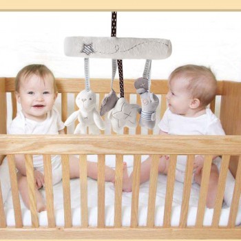 Cute Baby Rattles Mobiles Hanging Bed Stroller Crib Rattles Rabbit Toys Plush Animal Music Doll Bed Bell Educational Mobile Toys