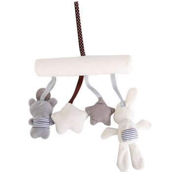 Cute Baby Rattles Mobiles Hanging Bed Stroller Crib Rattles Rabbit Toys Plush Animal Music Doll Bed Bell Educational Mobile Toys