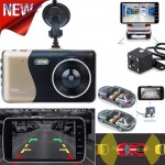 OMESHIN 4 Inch LCD IPS Dual Lens Car Dash Cam FHD 1080P Dashboard Camera 170 degree Driving DVR