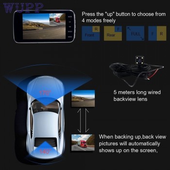 OMESHIN 4 Inch LCD IPS Dual Lens Car Dash Cam FHD 1080P Dashboard Camera 170 degree Driving DVR