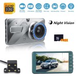 WIFI 4 inch IPS HD Dual Lens Car Dash Cam 1080P 170 Degree Wide Angle LED Light High Dynamic Range Driving Recorder Night Vision