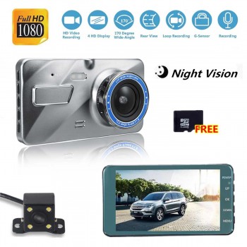 WIFI 4 inch IPS HD Dual Lens Car Dash Cam 1080P 170 Degree Wide Angle LED Light High Dynamic Range Driving Recorder Night Vision