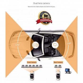 WIFI 4 inch IPS HD Dual Lens Car Dash Cam 1080P 170 Degree Wide Angle LED Light High Dynamic Range Driving Recorder Night Vision