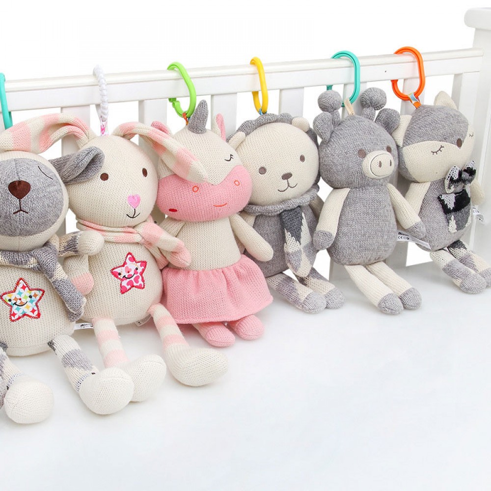 Hot 30cm Woolen Baby Rattles Toys BB Device Stuffed Animal Plush Doll Infant Crib Toy Fox Toys for Stroller Soothing Dolls LB09
