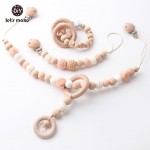 Lets Make Play Gym (3pcs) Stroller Toy Beech Wooden Teething Rings Baby Toys Accessories Baby Shower Gift Montessori Rattle