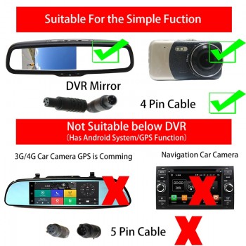 Starlight Night Vision 1280*720P MCDD Reverse Rear View Camera Wide Angle  Lens 2.5mm Jack  4 Pin For Car DVR Mirror Recorders