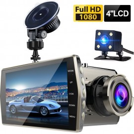 Dash Cam Dual Lens Car DVR Vehicle Camera Full HD 1080P 4 IPS Front+Rear Night Vision Video Recorder G-sensor Parking Monitor