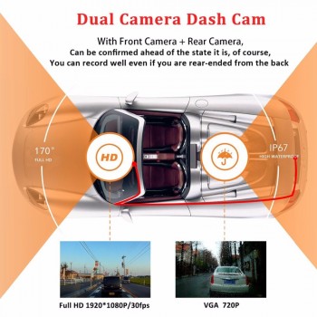 Dash Cam Dual Lens Car DVR Vehicle Camera Full HD 1080P 4 IPS Front+Rear Night Vision Video Recorder G-sensor Parking Monitor