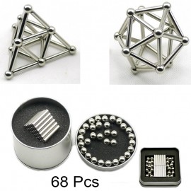 68 Pcs Mini DIY Building Blocks Magnet Construction Magnetic Stick and Balls Product puzzle Toy, Brain Training and Learning.