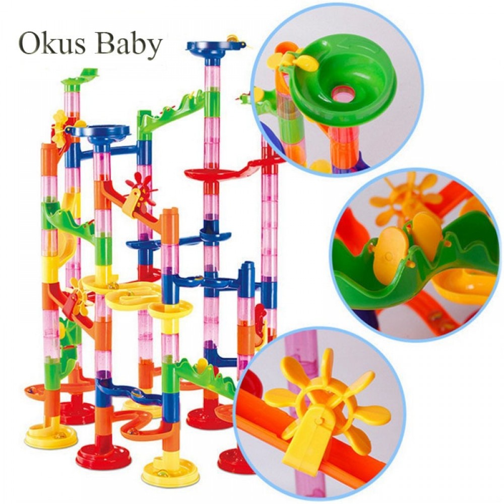 29/80/105pcs Set DIY Construction Marble Race Run Maze Track Building Blocks Kids Ball Roll Toys Christmas Gift