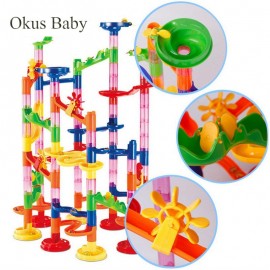 29/80/105pcs Set DIY Construction Marble Race Run Maze Track Building Blocks Kids Ball Roll Toys Christmas Gift