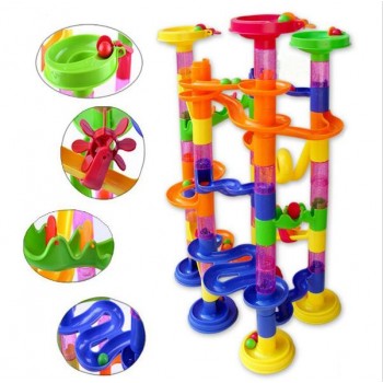 29/80/105pcs Set DIY Construction Marble Race Run Maze Track Building Blocks Kids Ball Roll Toys Christmas Gift
