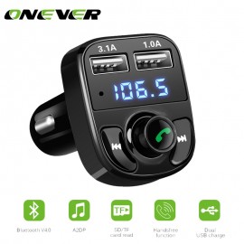 1Pcs Bluetooth Car Kit FM Transmitter MP3 Player With LED Dual USB 4.1A Quick Charger Voltage Display Micro SD TF Music Playing