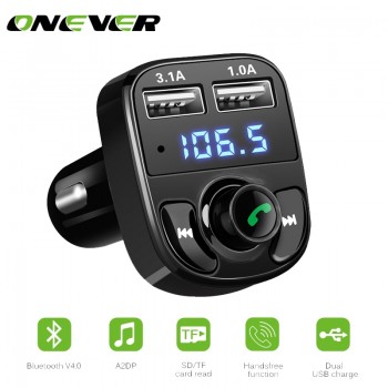 1Pcs Bluetooth Car Kit FM Transmitter MP3 Player With LED Dual USB 4.1A Quick Charger Voltage Display Micro SD TF Music Playing