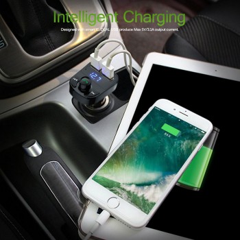 1Pcs Bluetooth Car Kit FM Transmitter MP3 Player With LED Dual USB 4.1A Quick Charger Voltage Display Micro SD TF Music Playing