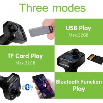 1Pcs Bluetooth Car Kit FM Transmitter MP3 Player With LED Dual USB 4.1A Quick Charger Voltage Display Micro SD TF Music Playing