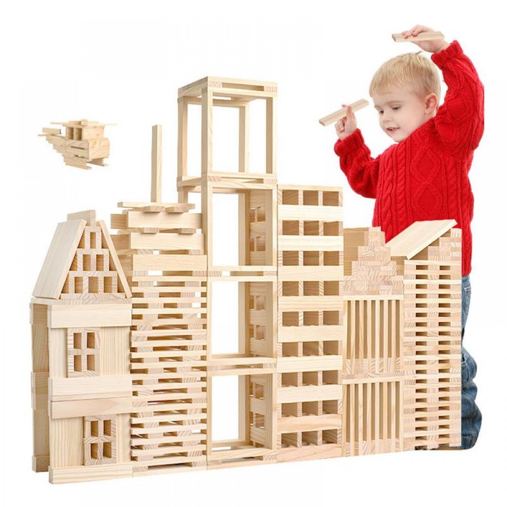 Wooden Construction Building Model Building Blocks Childrens Intelligence Building Blocks Toy 100 Wood Board Set Extract Game